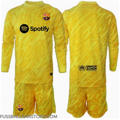 Barcelona Torwart Replik Heimtrikot Kinder 2024-25 Langarm (+ Kurze Hosen)